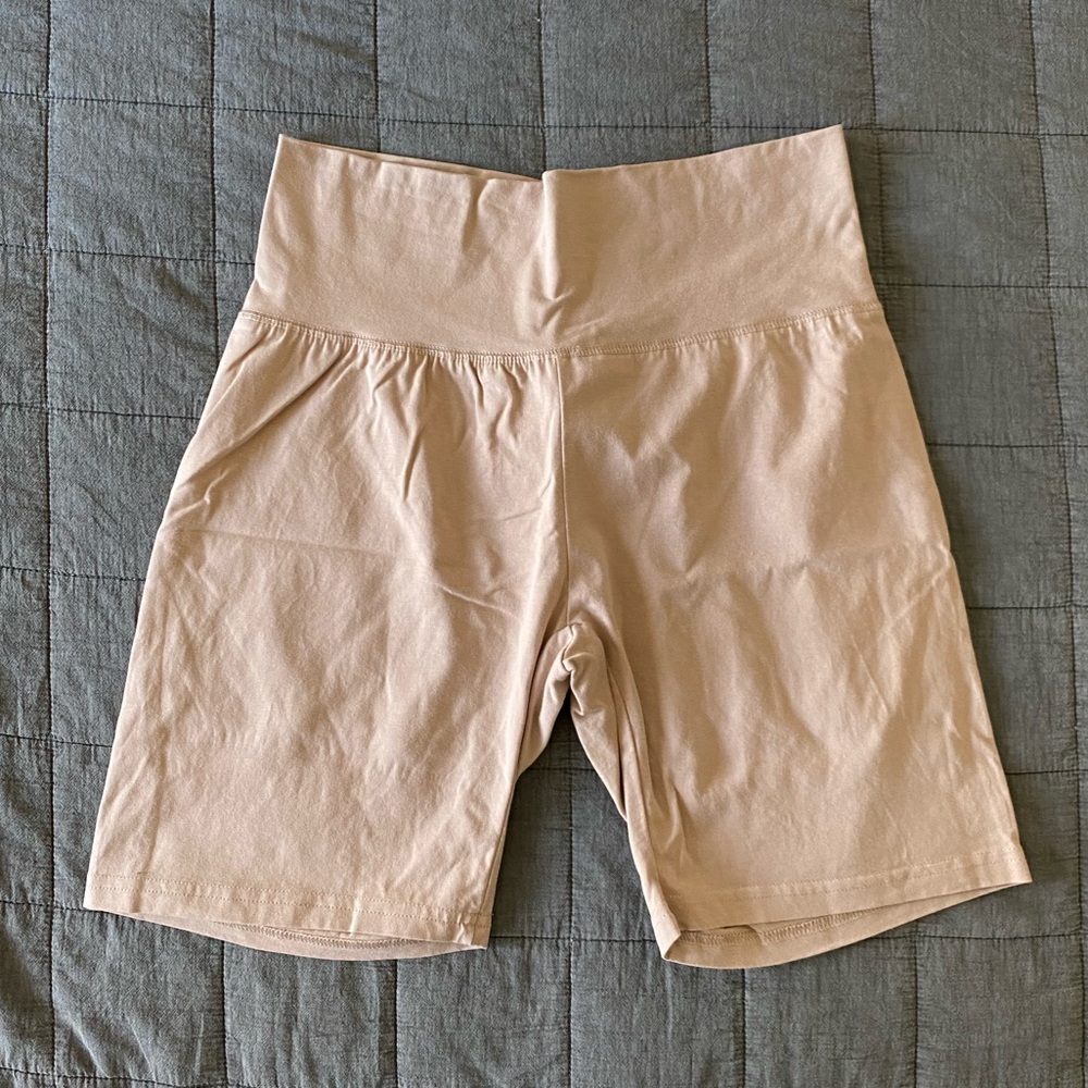 Her Peach Colored Bike Shorts